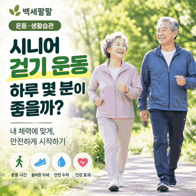 시니어 걷기 운동 방법과 하루 적정 운동 시간